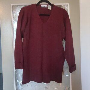 Burgundy & Black Tunic Sweater - Size Large